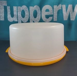Tupperware Round Cake Taker Sheer And Orange & Reversible Seal Cake Carrier